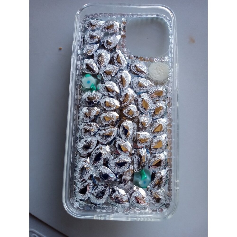 For Apple iPhone 13 - Large Diamond Rhinestone Cover Case w/Crown & Heart - Picture 2 of 4